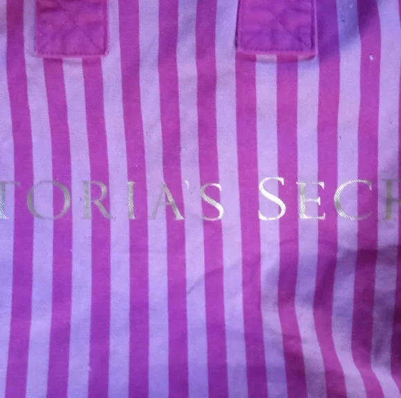 vintage 90's Victoria's Secret Pink and White Striped Tote - Picture 3 of 3
